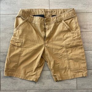 Tan Cargo Shorts with Elastic Waistband and Durable Design